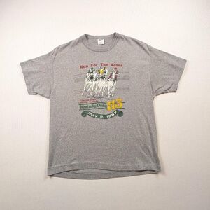 Vintage Kentucky Derby Horse Racing 1987 Gray Preppy Tshirt Trench Brand XL